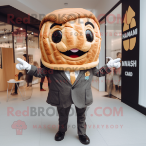 nan Croissant mascot costume character dressed with a Suit and Hairpins