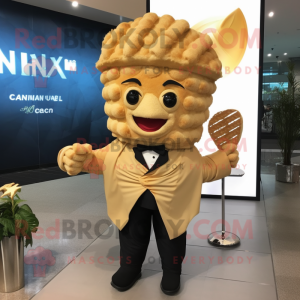 nan Croissant mascot costume character dressed with a Suit and Hairpins