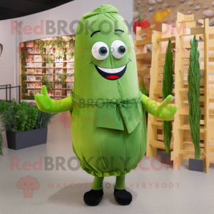 Olive Pesto Pasta mascot costume character dressed with a Skinny Jeans and Wraps