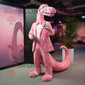 Pink Diplodocus maskot...