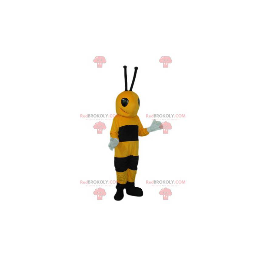 Sehr glückliches schwarzes und gelbes Bienenmaskottchen - Sehr glückliches schwarzes und gelbes Bienenmaskottchen -
