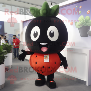 Svart Strawberry maskot...