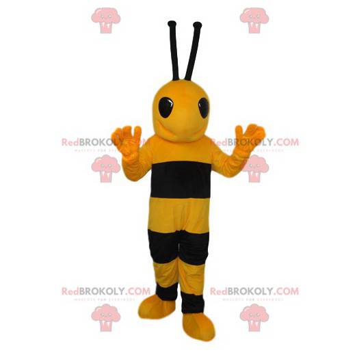 Mascotte d'abeille noir et jaune très heureuse - Redbrokoly.com