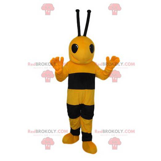 Mascotte dell'ape nera e gialla molto felice - Redbrokoly.com