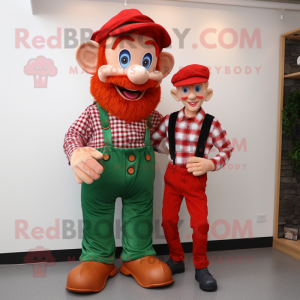 Rød Leprechaun maskot drakt...