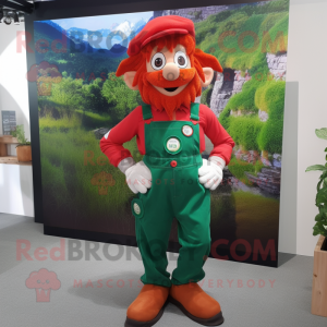 Röd Leprechaun maskot dräkt...
