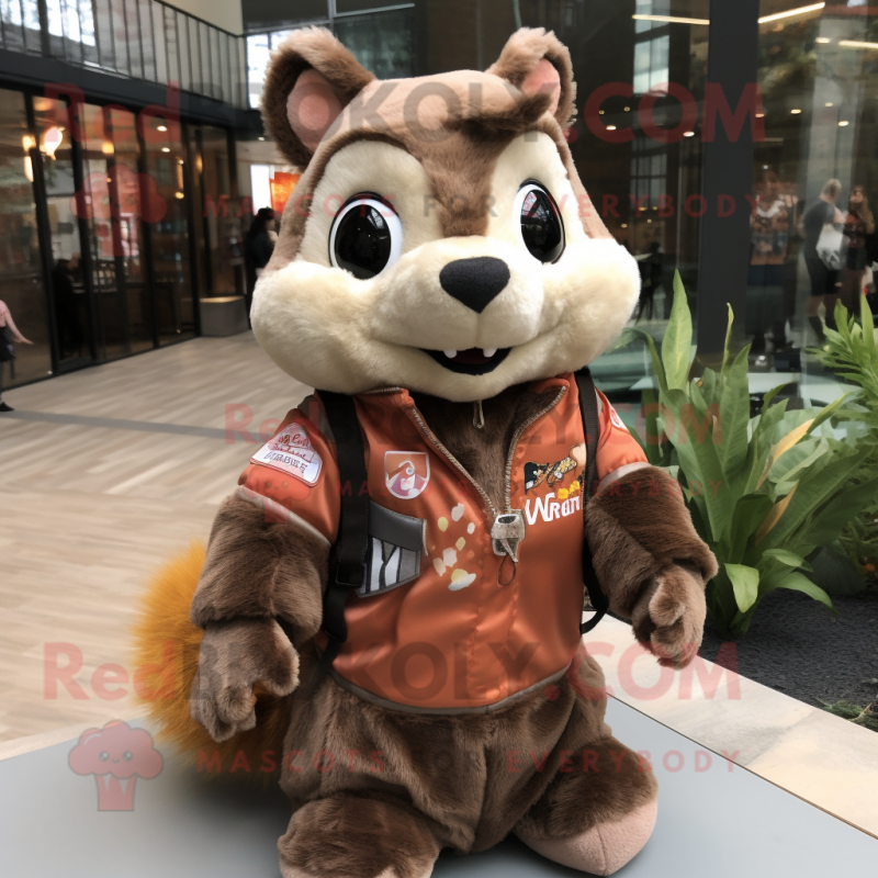 Brown Flying Squirrel mascot costume character dressed with a Vest and Necklaces Brown Flying Squirrel mascot costume character dressed with a Vest and Necklaces