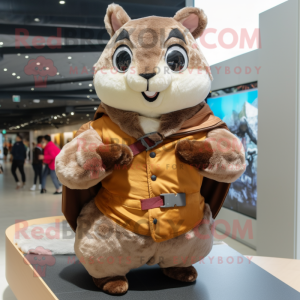Brown Flying Squirrel mascot costume character dressed with a Vest and Necklaces