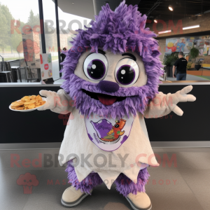 Lavender Nachos mascot costume character dressed with a Jacket and Hairpins