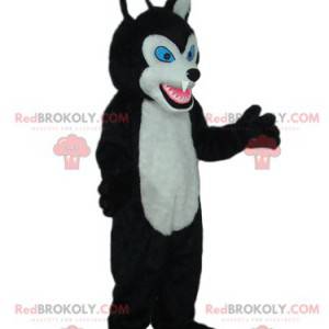 Black and white wolf mascot with blue eyes - Redbrokoly.com