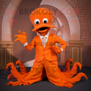 Orange Hydra maskot kostym...