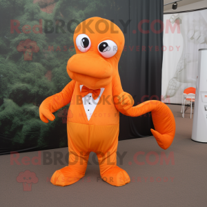 Orange Hydra maskot kostume...