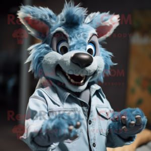 Cyan Hyena maskot kostym...