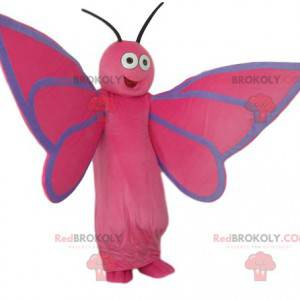 Mascota de mariposa rosa muy feliz - Redbrokoly.com