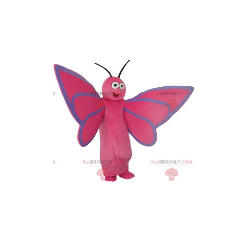 Mascota de mariposa rosa muy feliz - Redbrokoly.com
