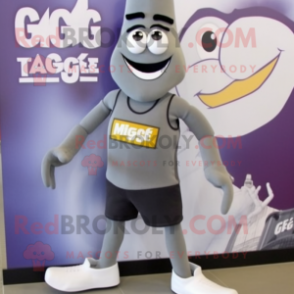 Gray Aglet mascot costume character dressed with a Tank Top and Shoe clips