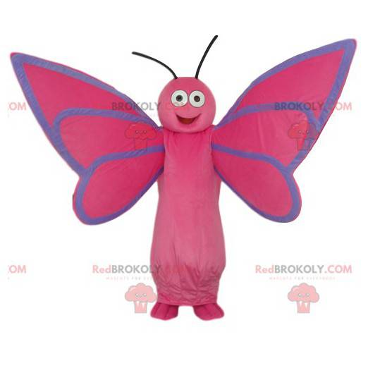 Mascotte de papillon rose très heureux - Redbrokoly.com