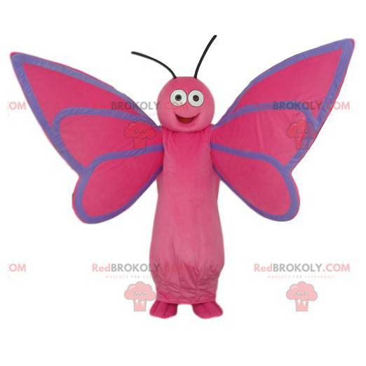 Veldig glad rosa sommerfuglmaskot - Redbrokoly.com