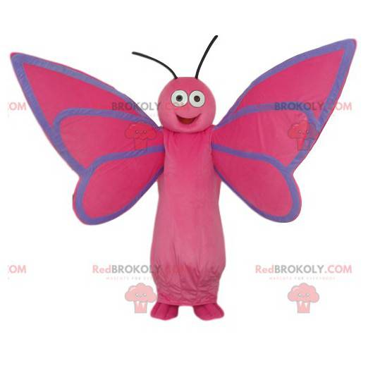 Velmi šťastný růžový motýl maskot - Redbrokoly.com