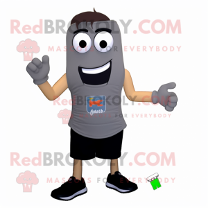 Gray Aglet mascot costume character dressed with a Tank Top and Shoe clips
