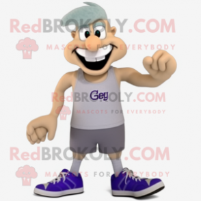 Gray Aglet mascot costume character dressed with a Tank Top and Shoe clips