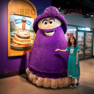 Purple Tacos mascot costume character dressed with a Maxi Skirt and Watches