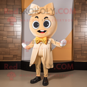 Tan Squash mascot costume character dressed with a Skinny Jeans and Bow ties