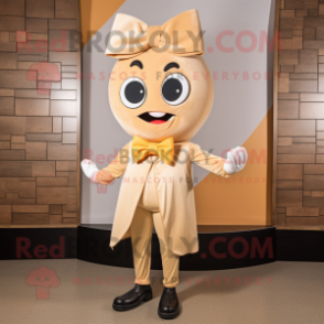 Tan Squash mascot costume character dressed with a Skinny Jeans and Bow ties