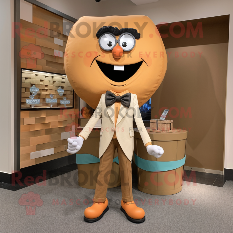 Tan Squash mascot costume character dressed with a Skinny Jeans and Bow ties