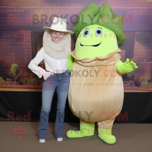 Beige Corned Beef And Cabbage mascot costume character dressed with a Mom Jeans and Hats