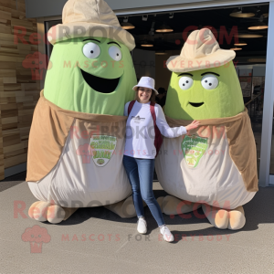 Beige Corned Beef And Cabbage mascot costume character dressed with a Mom Jeans and Hats