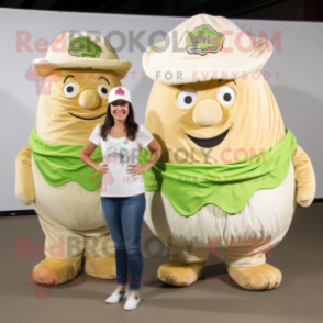 Beige Corned Beef And Cabbage mascot costume character dressed with a Mom Jeans and Hats