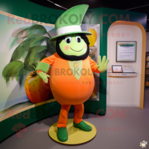 Peach Zucchini mascot costume character dressed with a Rash Guard and Shawl pins