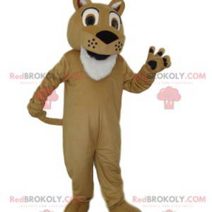 Mascotte de lion beige très enthousiaste - Redbrokoly.com