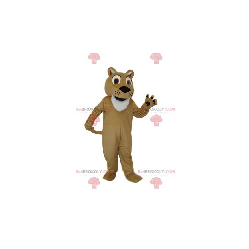 Mascote leão bege muito entusiasmado - Redbrokoly.com Mascote leão bege muito entusiasmado - Redbrokoly.com