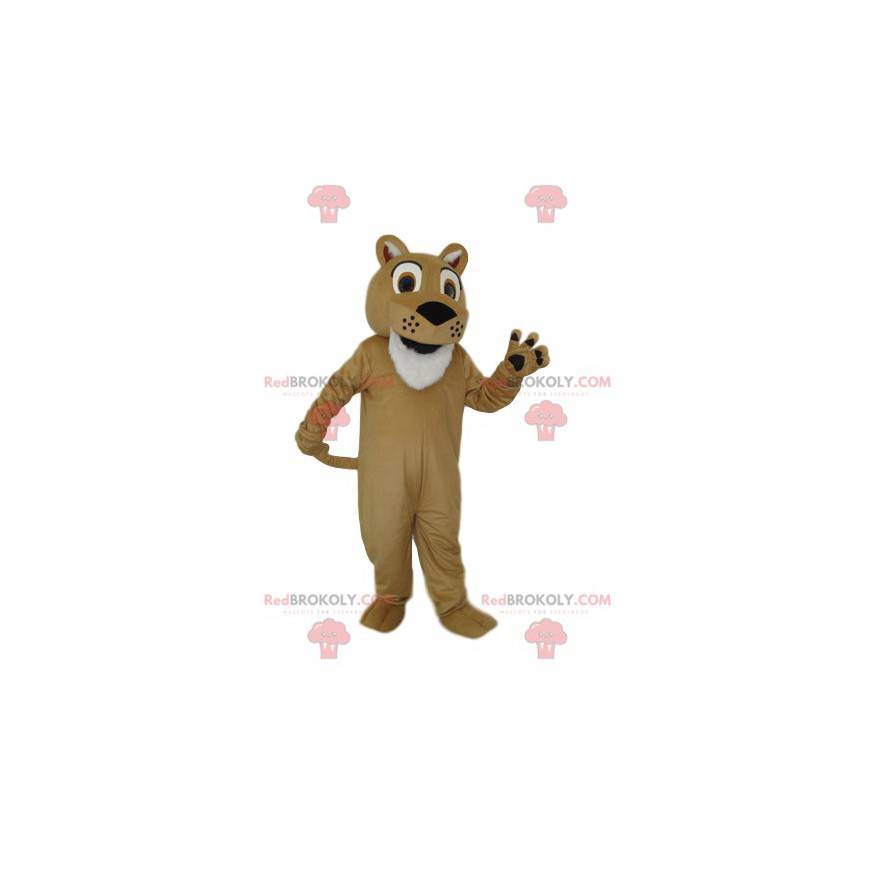 Very enthusiastic beige lion mascot - Redbrokoly.com