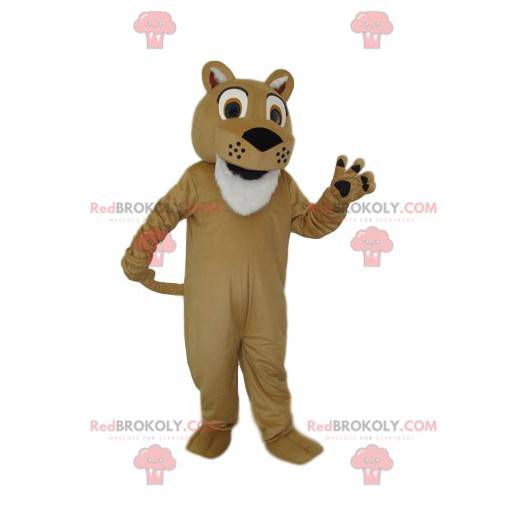 Sehr begeistertes beige Löwenmaskottchen - Redbrokoly.com