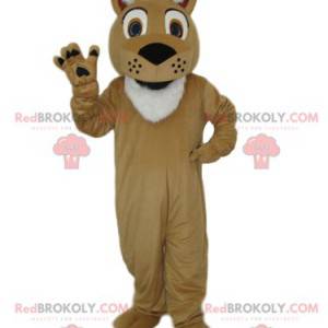 Veldig entusiastisk beige løve maskot - Redbrokoly.com
