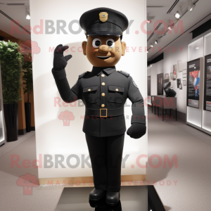Black Soldier mascot costume character dressed with a Sheath Dress and Cufflinks