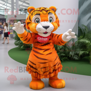 Orange Tiger maskot kostume...