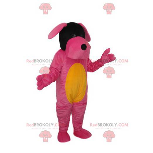 Mascotte de chien fushia et jaune - Redbrokoly.com