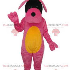 Fuchsia und gelbes Hundemaskottchen - Redbrokoly.com