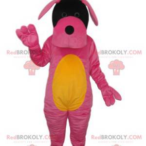 Mascotte de chien fushia et jaune - Redbrokoly.com