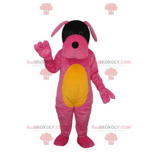 Fuchsia und gelbes Hundemaskottchen - Redbrokoly.com