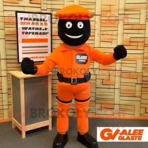 Orange Gi Joe mascot costume character dressed with a Waistcoat and Bracelet watches