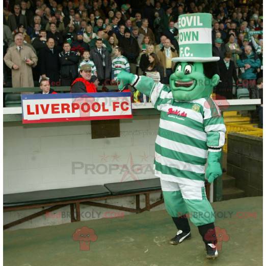 Mascotte groene en witte boeman sneeuwpop - Redbrokoly.com