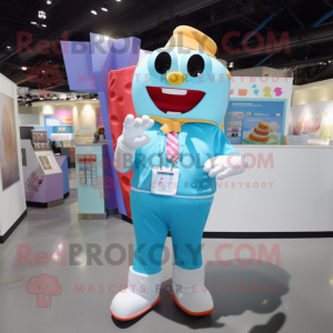 Blue Ice Cream Cone mascot costume character dressed with a Button-Up Shirt and Wallets
