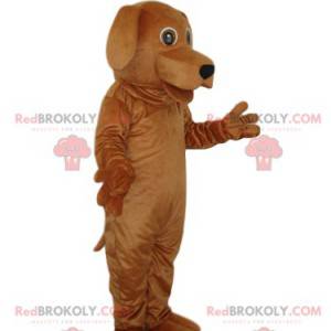 Frozen brown dog mascot with a pretty black muzzle -