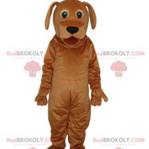 Frozen brown dog mascot with a pretty black muzzle -