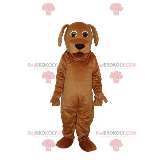 Frozen brown dog mascot with a pretty black muzzle -